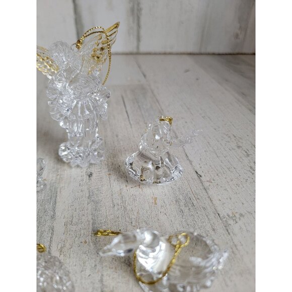 Plastic crystal angel goose wreath ornament cherub Xmas set - Picture 5 of 9